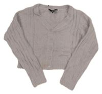 Lila rebrovaný chlpatý prepínaci crop sveter New Look