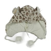 Nové - Béžová vzorovaná chlupatá beranice s oušky