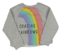 Sivá melírovaná crop mikina s dúhou a nápisom Next