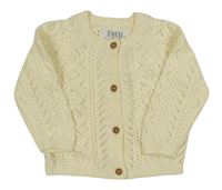 Krémový perforovaný propínací svetr F&F