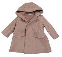 Starorůžovo-smetanový vzorovaný podšitý kabát s kapucí Primark