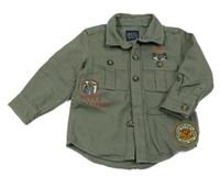 Khaki rifľová košeľová bunda so zvířaty Next