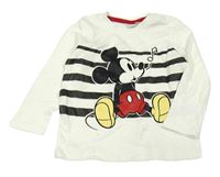 Smetanovo-černé triko s Mickeym a pruhy Disney