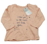 Nové - Starorůžové triko s nápisem a hvězdami Primark