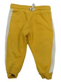 Okrové tepláky s žebrováným pruhem F&F