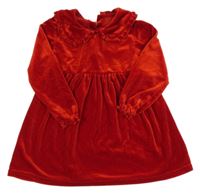 Červené zamatové šaty s golierikom Dunnes