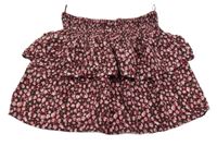 Vínová kvetovaná ľahká vrstvená sukňa C&A