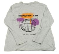 Sivé melírované tričko so zeměkoulí Primark