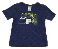 Tmavomodré melírované tričko s nápisom Pocopiano