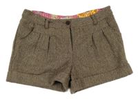 Hnedo-béžové trblietavé vzorované vlnené podšité kraťasy Monsoon