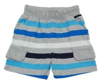 Sivo-modro-biele pruhované teplákové kraťasy Topomini