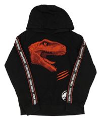 Čierna mikina s dinosaurom a kapucí - Jurský svět Pep&Co