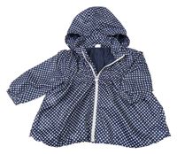 Tmavomodrá bodkovaná á šušťáková jesenná bunda s kapucňou H&M