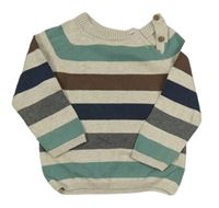 Béžovo-zeleno-hnědý pruhovaný lehký svetr H&M