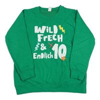 Zelená mikina s nápismi