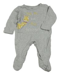 Sivý overal s nápismi a žirafou