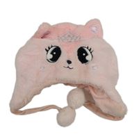 Svetloružová plyšová zateplená čapica s ňufáčikom 