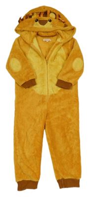 Pomerančová chlpatá kombinéza s kapucí - lev Bluezoo