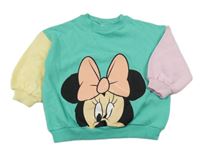 Zeleno-růžovo-žlutá mikina s Minnie Next