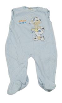 Světlemodré sametové dupačky s obrázkom