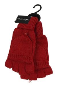 Nové - červené pletené překlápěcí rukavice 