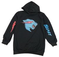 Čierna ľahká mikina s potlačou a kapucňou