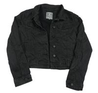 Antracitová crop plátenná bunda s vreckami