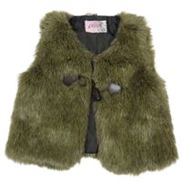 Khaki kožušinová crop podšitá vesta Alive