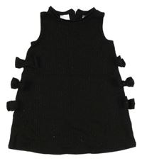 Čierne trblietavé šaty s mašličkami Zara