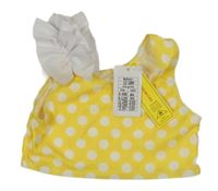 Nové - žluto-bílý puntíkatý plavkový top 