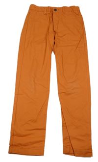 Tehlové plátenné chino nohavice H&M