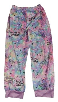 Růžovo-fialové vzorované pyžamové kraťasy s jednorožci shein