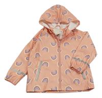 Nové - růžová nepromokavá bunda s duhami a kapucí Lupilu
