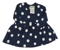 Nové - tmavomodré bodkovaná é šaty Primark
