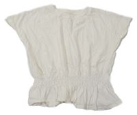 Smotanové crop tričko s perličkami H&M