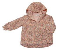 Růžovo-barevná květovaná šusťáková podzimní bunda s kapucí dunnes