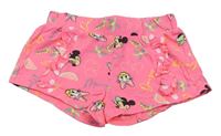 Neónově ružové bavlnené kraťasy s Minnie a Daisy Pep&Co
