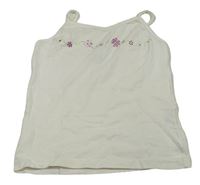 Biely crop top s kvetmi TCM
