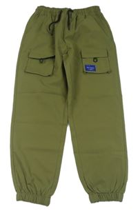 Khaki šusťákové cargo cuff kalhoty 