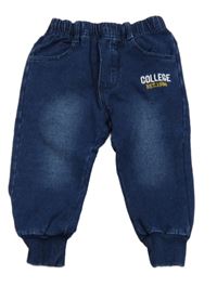 Tmavomodré zateplené cuff rifle s nápisem 