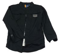 Černá košile s všitým tričkem a potiskem 