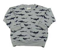 Sivá mikina so žralokmi