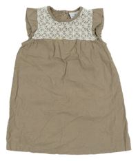 Béžovo-biele menšestrové šaty s čipkou Topomini