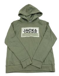 Khaki mikina s logom a kapucňou Jack & Jones