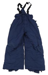 Tmavomodré šusťákové laclové oteplovačky 