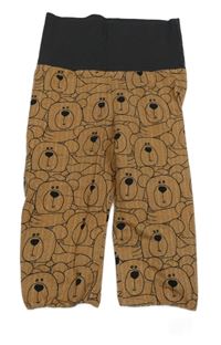 Sivo-hnedé melírované tepláky s medveďmi