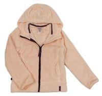 Světlerůžová plyšová propínací mikina s kapucí Decathlon