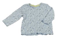 Světlemnodré kvetované rebrované tričko Ergee