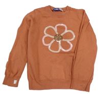 Broskvový sveter s květem Lupilu