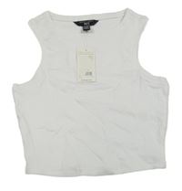 Nové - Biely rebrovaný crop top New Look